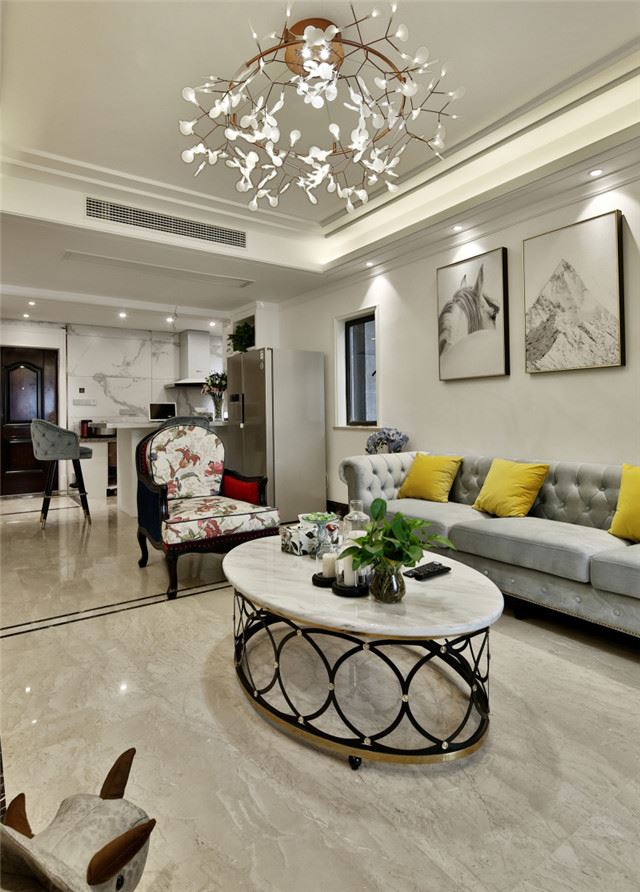 江門市東興大道住宅樓美式風格三居室裝修案例